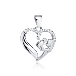 Pandantiv argint inima Mama si copil DiAmanti Z1899CR_W-DIA (Argint 925‰ 1,4 g.)